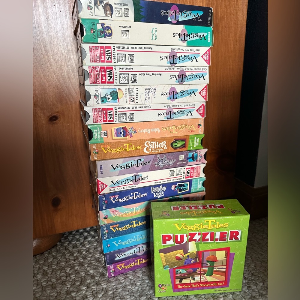 Veggie Tales Matching Puzzle Game and 16-VHS Movies